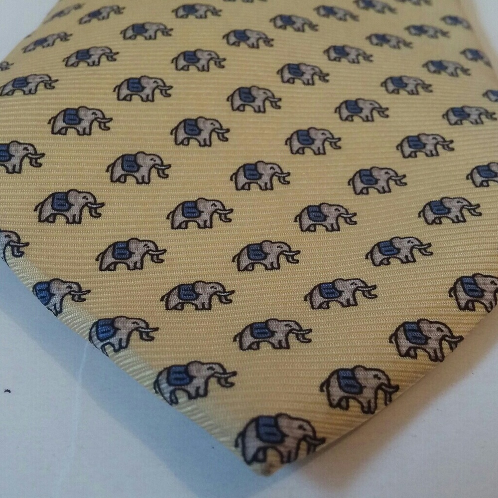 Azalea Bellagio Yellow Blue Elephant Tie